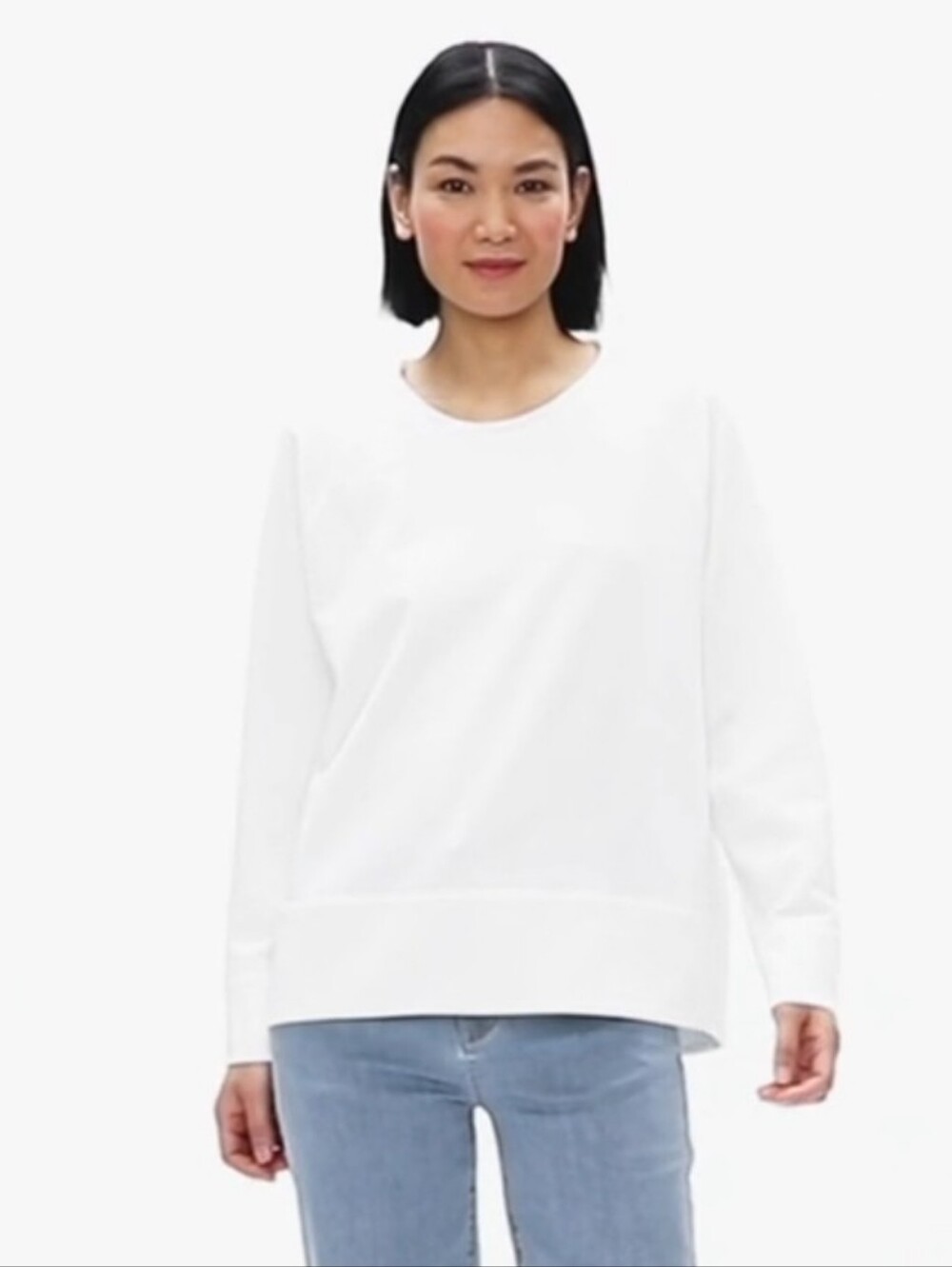 Eileen Fisher "Flex Tencel Ponte Round Neck Top". Creamy White. Size M. Boxy Fit